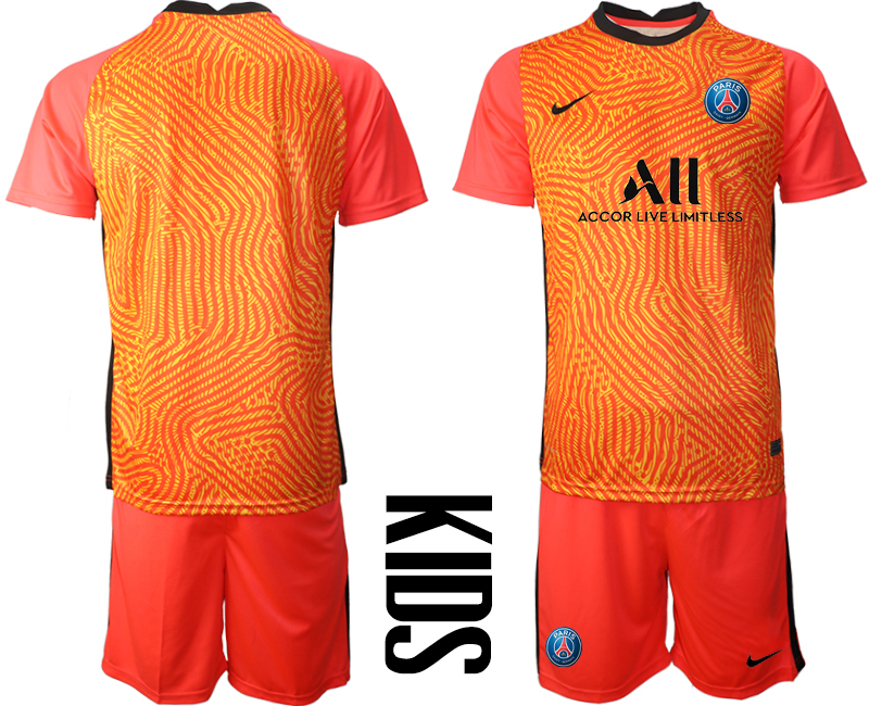 2021 Paris Saint-Germain red goalkeeper kids soccer jerseys->manchester city jersey->Soccer Club Jersey